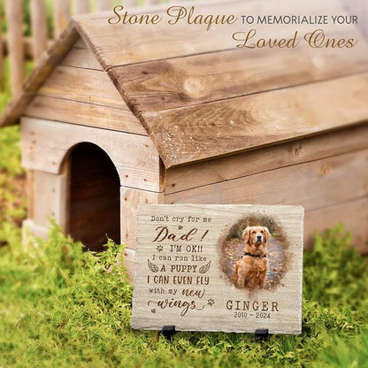 Keepsake Headstone: Honoring The Love of Your Feline or Canine Companion - Remember The Happy Times, Dad or Mom - Sentimental Gift for Pet Lovers