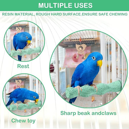 2PCS Bird Beak Grinding Stone, Anti-Slip Parrot Nail Trimming Stick, Parrot Resin Beak Grinder, Washable Claw Trimmer Care Stand for Budgie, Conures, Parakeets Cage Accessories
