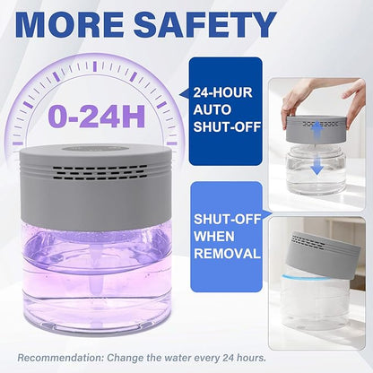 Water Air Purifier, Water Based Air Purifier for Home with 24H Auto Shut-off, 3 Speeds, Air Washer with 8 LED Night Lights, Air Freshener Revitalizer for Bedroom Office Room Pets Smoke