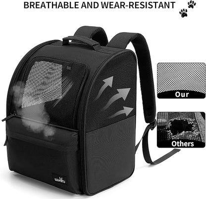 Cat Carrier Backpack,Steel Wire Frame More Stable,600D Wear-Resistant Oxford Fabric, Dog Carrier Cat Backpacks Suitable for Travel,Black