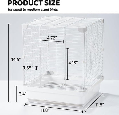14.6" Portable Travel Bird Cage, Parrot Cage, Ample Room for Tail Movement, with Food Box, Perch, Water Bottle, for Vet Visit, Short Trip, Parakeet, Cockatiel, Budgie, Small Medium Birds