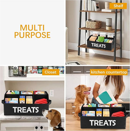 Morezi Dog treat storage organizers pet storage basket organizer great for organizing food treats snack for pet dogs cats birds animal black