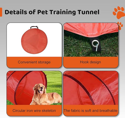15 Piece Pets Agility Training Equipment, Obstacle Course Kit with Adjustable Dog Hoop, Dog Jump, Weave and Blind Poles, Pause Box for Outdoor Game