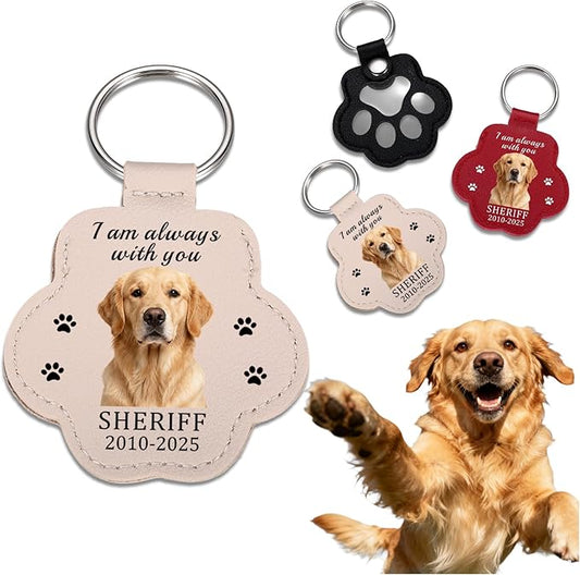Eunigem Personalized Pet Hair Keychain for Dogs Cats-Custom Paw Keychains for Dog Hair-Shaped Leather Keychain,Pet Memorial Gifts Remembrance Accessory Refillable Keepsake for Bag or Key (Color-2)