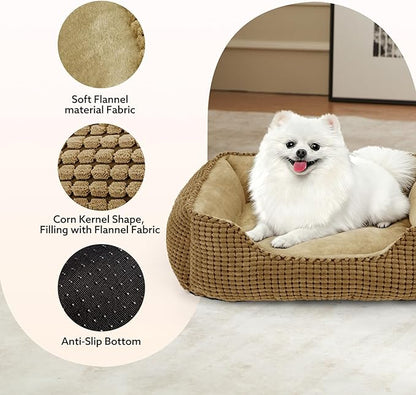 MIXJOY Dog Beds for Medium Dogs Washable, Rectangle Pet Bed Medium Size Dog, Orthopedic Sleeping Pet Sofa Bed, Soft Calming Cat Beds for Indoor Cats, Anti-Slip Bottom with Multiple Size