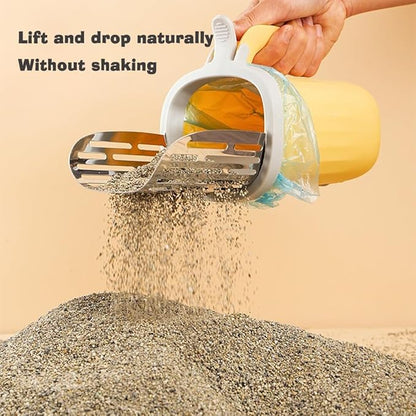 Cat Litter Scoop, Large Capacity Mess-Free Cat Litter Scooper with Bags, Spill-Proof Kitty Box Sifter, Bin Doubles as Scoop Holder