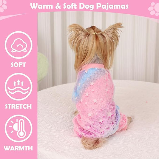 Dog Sweaters Small Girl Warm Fleece Pajamas, Cute Extra Small Dog Clothes, 4 Legs Puppy Jumpsuit Pjs Soft Stretchy Doggie Onesies Pet Outfit Apparel for Chihuahua Yorkie