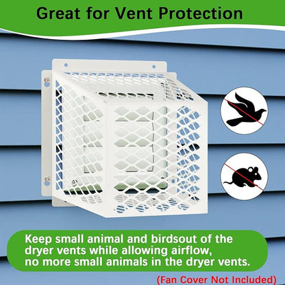 Dryer Vent Bird Guard,Dryer Vent Cover Guard for Most 5" to 6" Bathroom Exhaust Fan Cover Ventilation,8.5"Lx8.5"Wx6"H Steel Ventilation Bird Cage for Bath Exhaust Fan Cover,White,2PCS