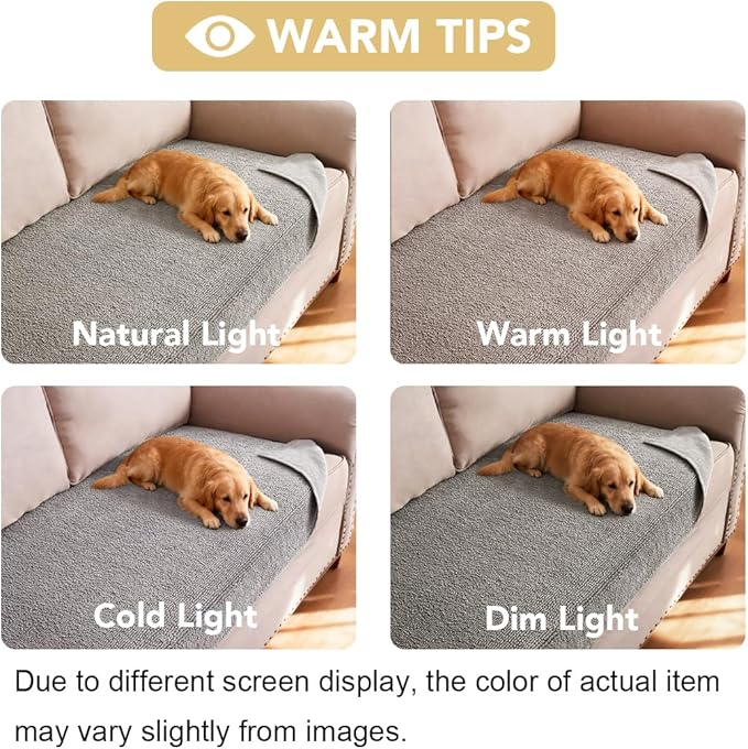 H.VERSAILTEX Non Slip Pet Couch Cover Chenille Dog Bed Protector Thick Soft Sofa Slipcover Pet Friendly Washable Couch Cushion Covers for Pets (30" x 53", Dove)