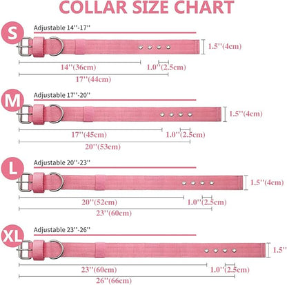 Heavy Duty Tactical Dog Collar - 1.5" Width Military Durable Thick Nylon with Adjustable Metal D Ring & Buckle Working Training K9 Collar for Medium Large Dogs (XL(23"-26"), Pink)