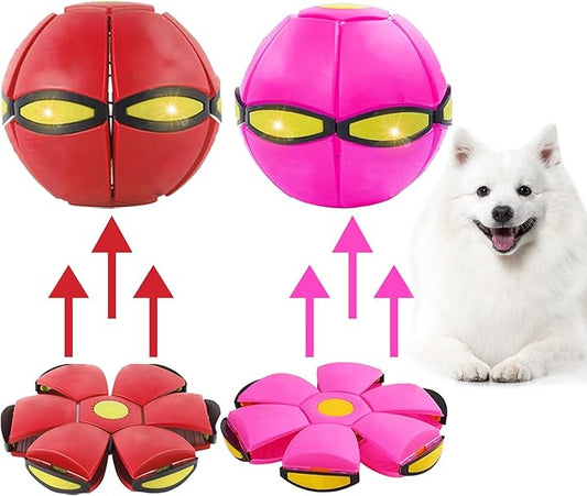 Dog Flying Disc Toy, Flying Saucer Ball for Dogs, Outdoor Games Red+Pink 2PCS