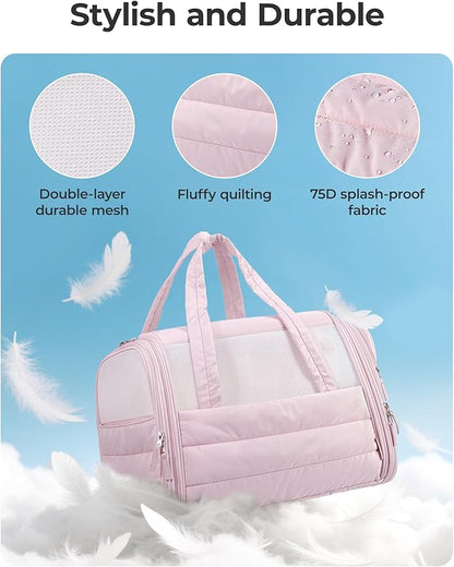 BAGSMART Cat Carrier: Soft-Sided Pet Carrier for Small Medium Cats Dogs Puppy Quilted Collapsible Puffy Travel Bag Up to 20 Lbs Pink