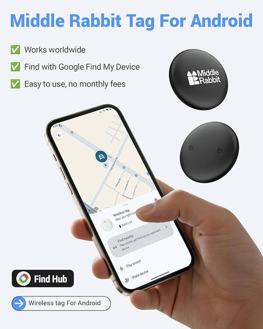 Dog Tracker Tag (Android Only) GPS Pet Tracking Smart Tag for Dog Collars, Android Airtag, Animal Finder, Compatible with Google Find Hub App