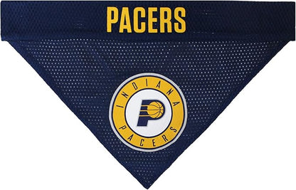 NBA Dog Bandana - Indiana Pacers Reversible Pet Bandana. 2 Sided Home & Away Sports Bandana with a PREMIUM Embroidery TEAM Logo, Small/Medium
