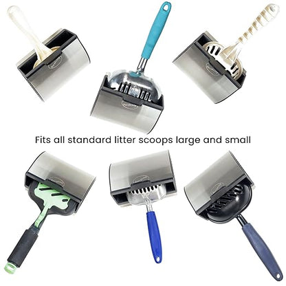 Cat Litter Scoop Caddy - Space-Saving, Wall-Mountable Litter Scoop Holder - Easy Hook Fitting for Pans – Metal Litter Scooper Holder Ensuring Stability