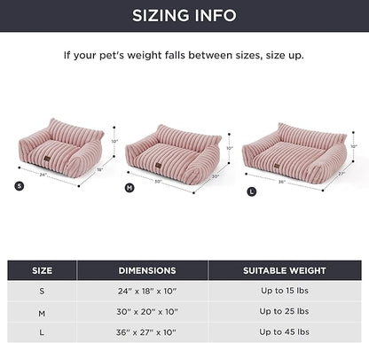 Bedsure ComfyFleece™ Cute Cat Couch for Pets - As Seen on TV on Good Day New York, Small Medium Dog Bed, Supportive Couch Bed for Small Dogs, 30 Inch, Blush Pink