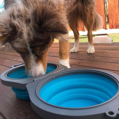 Loving Pets 73807991: Travel Double Diner Dog Bowl, Blue Sm