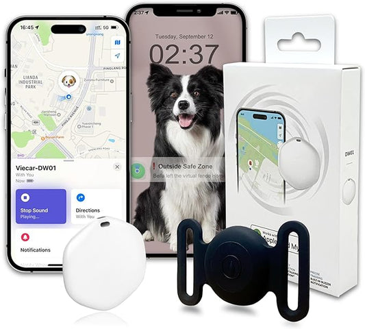 GPS Tracker for Dogs, Mini GPS Pet Tracker with Silicone Cover, IPX8 Waterproof GPS Tracker for Kids,No Monthly Fee,Work with Apple Find My(iOS Only),Smart Tracker for Dogs Finder Tracker Pets-Black-5