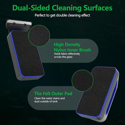 Aquarium Magnet Glass Cleaner, Double-Sided Detachable & Floating Algae Scraper for 0.2-0.6 Inch Fish Tank Glass Cleaning, No Scratches (M)