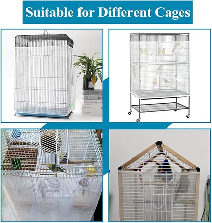 ASOCEA 2Pack Large Bird Cage Seed Cather,Bird Cage Cover Adjustable Soft Airy Skirt Guard for Parrot Parakeet Macaw African Round Square Cages Cover (118 * 31.5in/300 * 80cm) (Black & White)