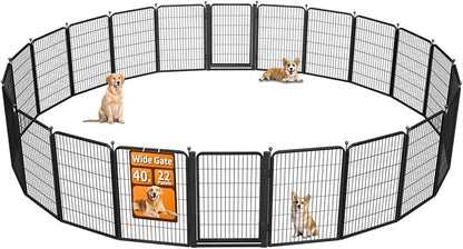 Wide Gate Dog Fence Outdoor Pens Outside,Portable Dog Play Pen 40" H 22 Panels Pet Playpen Exercise Pens for Puppys Small Medium Large Dogs RV Camping Yard Garden Indoor