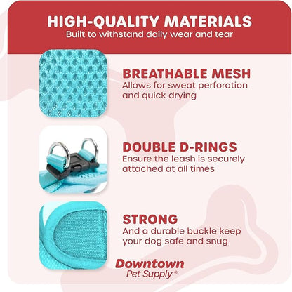 Downtown Pet Supply Step-in Dog Harness – No Pull, Adjustable Padded Mesh with Reflective Trim, Secure Buckle Strap – Comfortable & Breathable Small Dog Harness, XX-Small, Light Blue