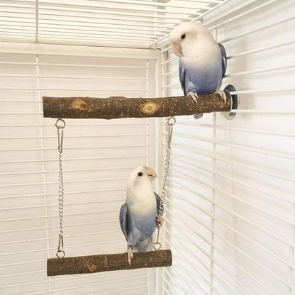 Bird Swing, Parrot Perch Stand Natural Wood Stand Parrot Cage Toys for Parakeet Cockatoo Budgie Lovebirds Cockatiel Small Animal