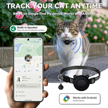 GPS Cat Collar Tracker – Bluetooth Pet Locator for Cats | Works with Android & Google Find My Device | Ideal for Pet Parents!