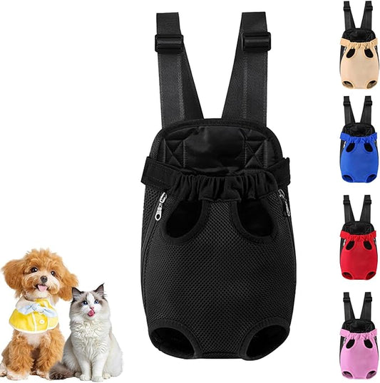 Dog Carrier Backpack, Adjustable Puppy Front Carrier Backpack, Ventilated Dog Chest Carrier for Hiking Camping Travel, Sling Bag for Small Medium Dog Cat Rabbit Puppies, Suit 13-15 lbs (Black, XL)