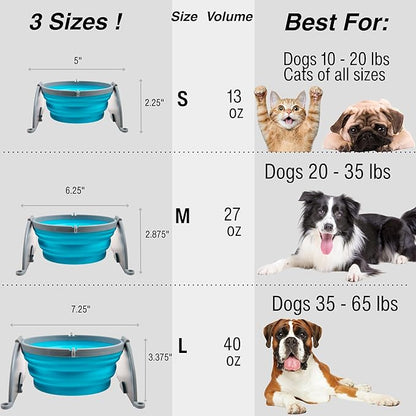 Loving Pets - Bella Roma Portable Travel Dog Bowl Collapsible Dog Food & Water Bowl (Blue, Large)