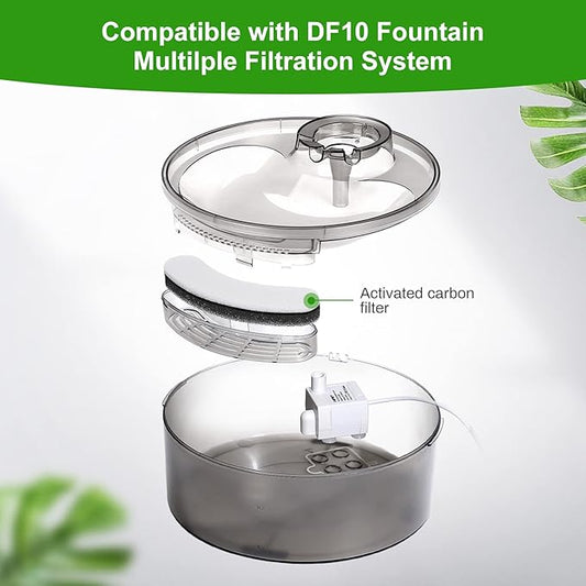 4 Pack Replacement Filters for DF10 & DF30 Automatic Pet Water Dispenser, Triple Filtration Dog Water Filter Replacement, Carbon Cat Water Fountain Filters