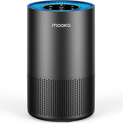 Air Purifiers for Home Large Room Pets Up to 1300 Sq Ft, MOOKA H13 True HEPA Air Purifier Cleaner with 360° Air Inlet, Fragrance, 13dB Air Purifier for Bedroom Wildfire Smoke Pet Dust Pollen (Black)