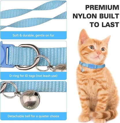 16 PCS Breakaway Cat Collars,Kitten Collar with Bell Cat Collars for Boy Girl Cats Breakaway Collar for Cats 6-9 Inch