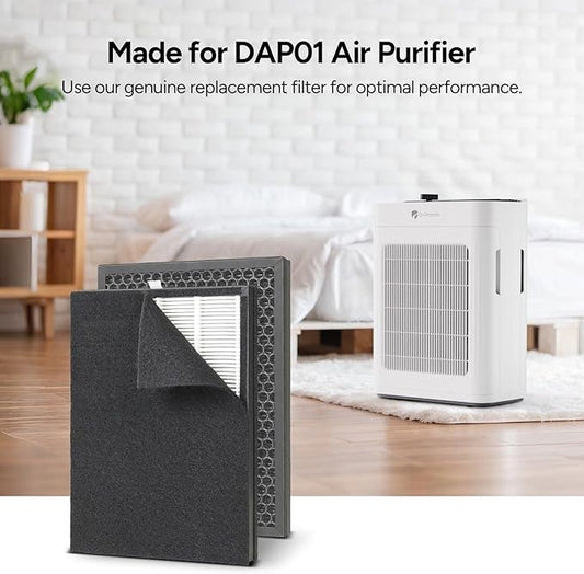 Dr.Prepare Filter Replacement for DAP01 Air Purifier, 2 Pack, 3-Stage HEPA Filter with Washable Pre-Filter and Activated Carbon