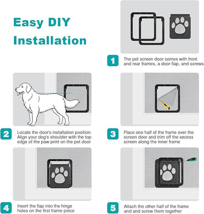Ownpets Dog Screen Door, Inside Door Flap 12x14x0.4 Inch, Lockable Pet Screen Door, Magnetic Self-Closing Screen Door with Locking Function, Sturdy Screen Door for Dogs Cats