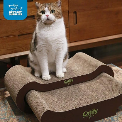 Best Pet Supplies Catify Cat Scratcher, Fun Interactive Scratchers, Posts, Poles, Claw Safe, Furniture Saver Indoor Play Support Natural Cat Behaviors Heavy Duty - Lounger I
