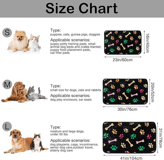 Dono 1 Pack 6 Blankets for Dogs, Soft Fluffy Paw Print Pattern Fleece Pet Blanket Warm Sleep Mat Cute Print Design Puppy Kitten Blanket Doggy Mat for Dog Cat Kitten Doggy