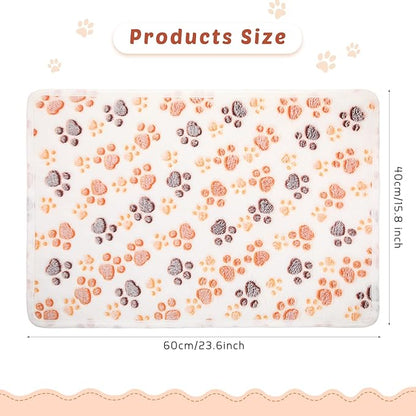 Tegeme 8 Pcs Fleece Dog Blankets for Small Dogs Cat Soft Coral Velvet Warm Sleep Mat Fluffy Dog Paw Print Blanket for Kitten Doggy Small Animal(24 x 16 Inch,White)