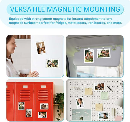 6 Pack Magnetic Car Visor Photo Holder – Personalized Acrylic Clip for Family, Pets, Travel Pictures – Easy Snap-On Car Accessory for Sun Visor (6 Pack, 2.4''x3.5'')