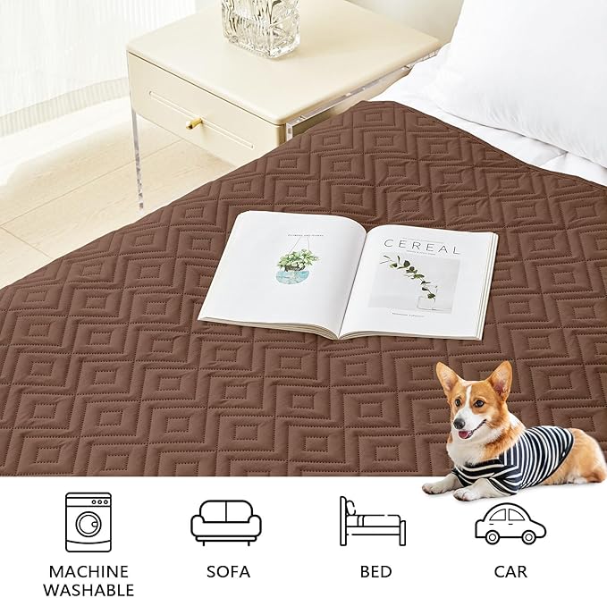 hyha Waterproof Dog Blanket, Soft Pet Bed Blankets, Waterproof Sofa Couch Cover for Dogs Washable, Reversible Pet Couch Covers for Sofa Furniture (30x80 Inch, Brown/Chocolate)