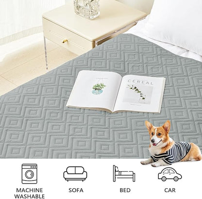 hyha Waterproof Dog Blanket, Soft Dog Bed Cover Pet Blankets, Waterproof Sofa Couch Cover for Dogs Washable, Reversible Pet Couch Covers for Sofa Furniture (40x70 Inch, Grey/Beige)