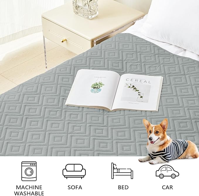 hyha Waterproof Dog Blanket, Soft Dog Bed Cover Pet Blankets, Waterproof Sofa Couch Cover for Dogs Washable, Reversible Pet Couch Covers for Sofa Furniture (40x70 Inch, Grey/Dark Grey)