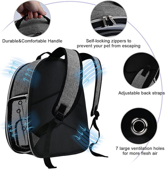 BAGLHER Cat Carrier Backpack Bubble - Fit Up to 18 Lbs - Airline-Approved Dog Backpack Carrier for Small Pets Puppies Dogs Bunny, Space Capsule Dog Carrier Backpack for Travel Outdoor Hiking, Grey