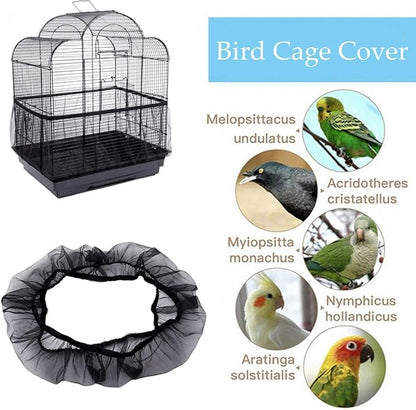 Universal Bird Cage Seed Catcher,Seed Catcher Guard Net Cover,Parrot Nylon Mesh Net Cover,Soft Airy Cage Net Stretchy Skirt for Round Square Cage