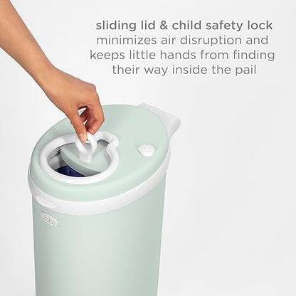 Ubbi Steel Diaper Pail, Odor Locking, No Special Bag Required, Award-Winning, Registry Must-Have, Sage Green