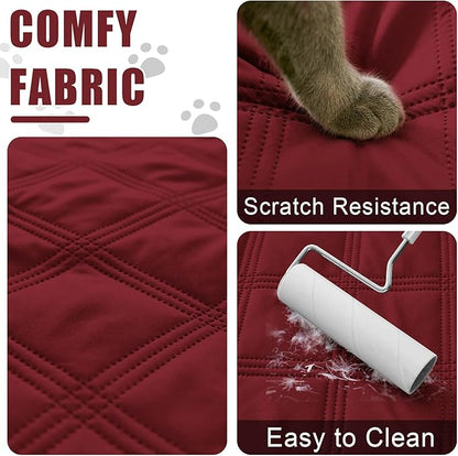 Smiry Waterproof Dog Bed Cover Blanket 30x70, Soft Reversible Pet Blanket, Washable Leakproof Cats Dogs Couch Cover for Sofa, Couch, Furniture, Wine Red/Beige