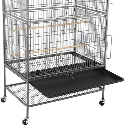 Topeakmart Wrought Iron Large Flight Parrot Bird Cage with Rolling Stand for Multiple Parakeets Conure Cockatiel Cage