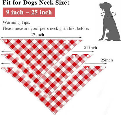 Christmas Plaid Bandana with Button, Fall Dual Layer Soft Cotton Triangle Dog Scarf Kerchief Washable Girl Boy Bandanas Adjustable Accessories for Small Medium Large Extra Large Puppy Pet