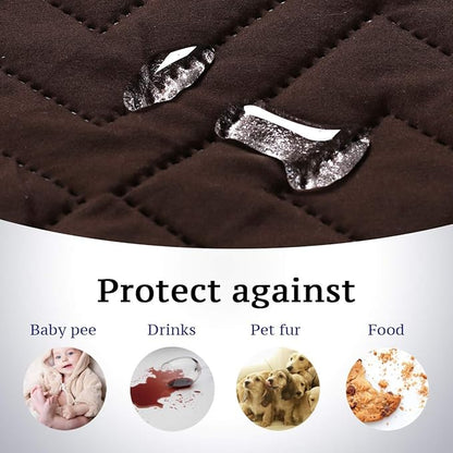 H.VERSAILTEX Futon Cover Reversible Sofa Slipcover Furniture Protector Water Resistant 2 Inch Wide Elastic Straps Sofa Bed Pets Kids Dog Cat Fit Sitting Width Up to 70"(Futon, Brown/Beige)