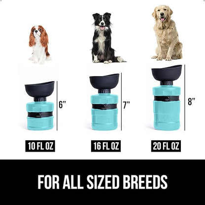 GORILLA GRIP Dog Water Bottle, Portable Water Bowl Dispenser for Dogs, 20 oz Leak Proof Pet Travel Squeeze Bottles Food Grade Silicone, Pet Stocking to Go Puppy Essentials, Turquoise